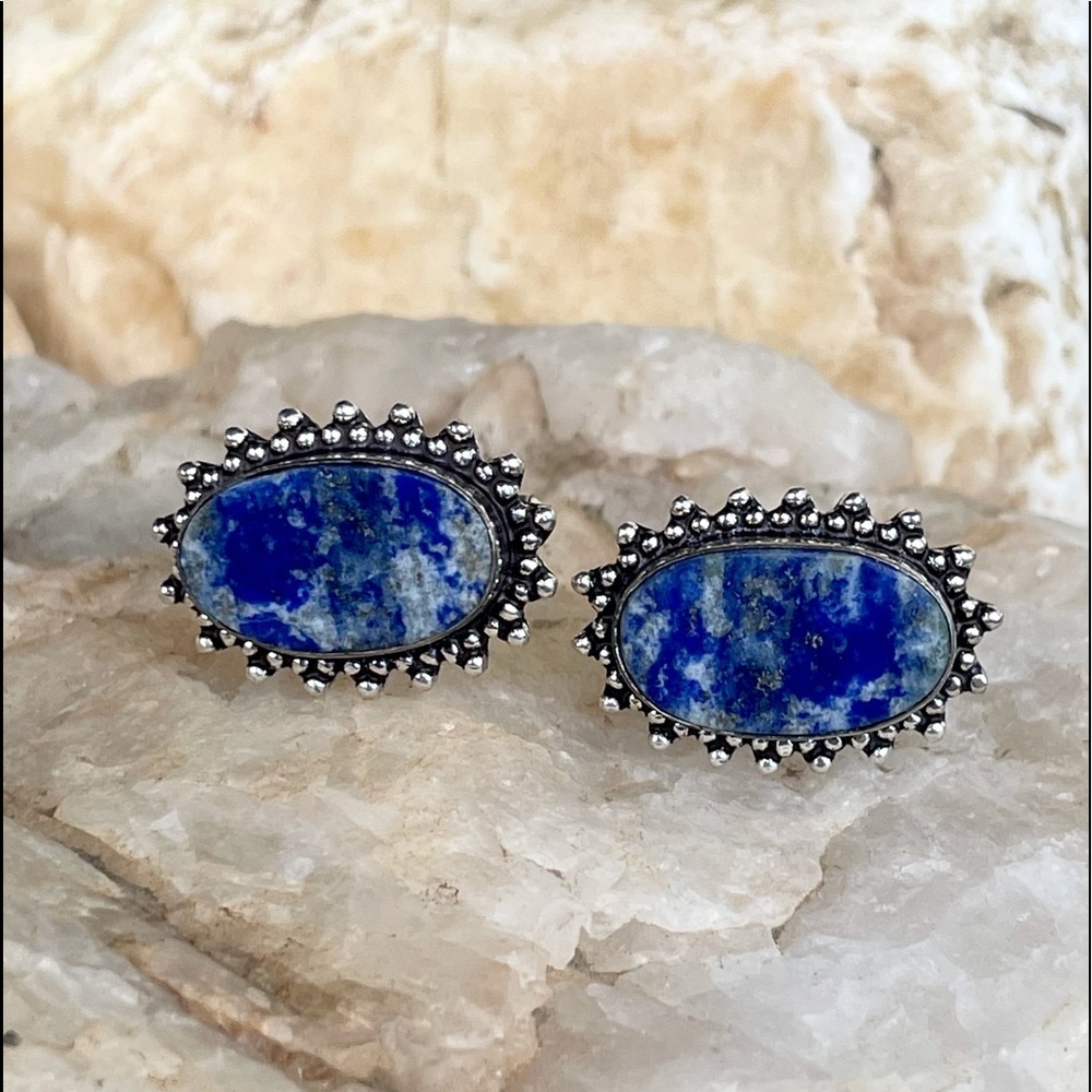 Blue Sodalite oval cuff links